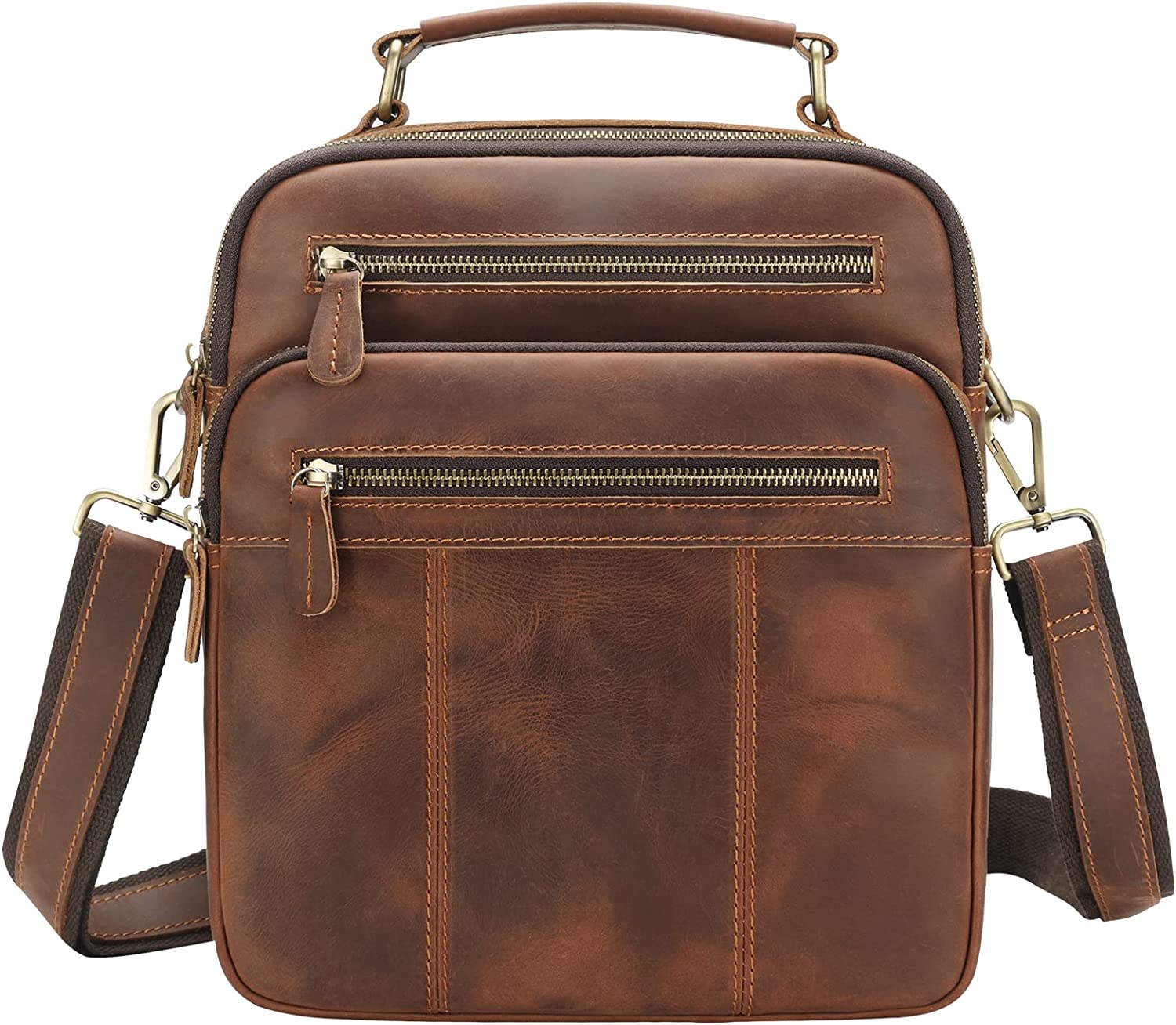 Jack&Chris Leather Man Purse Shoulder Bag,Small Mens Crossbody Messenger Bags for Work,Men Satchel Handbag - Image 1